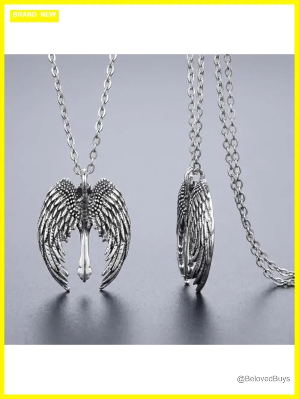 Silver Angel Wing Cross Pendant Necklace Gothic Crucifix Choker Vintage Y2K